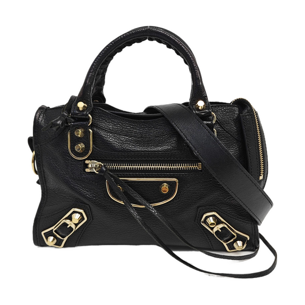 Classic Metallic Edge City Mini Lambskin Black