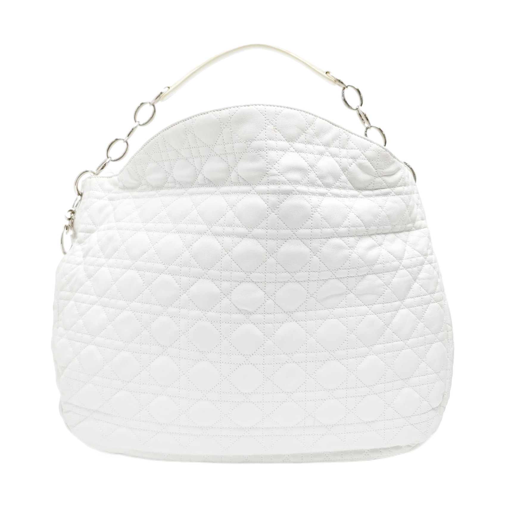 Cannage Lambskin Top Handle Bag White