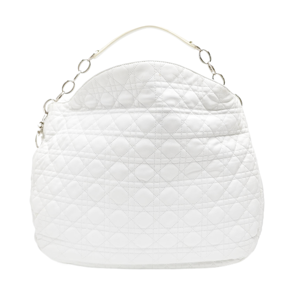 Cannage Lambskin Top Handle Bag White
