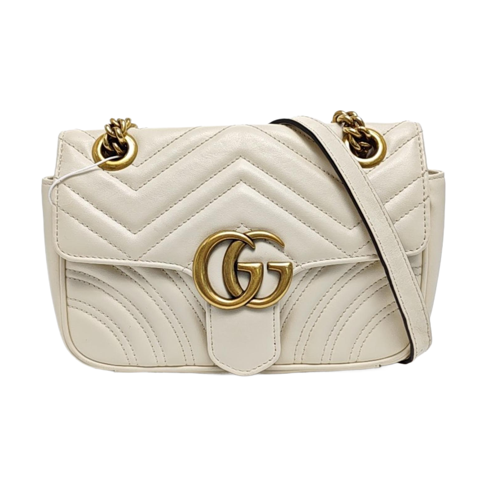 GG Marmont Small Quilted Calfskin White