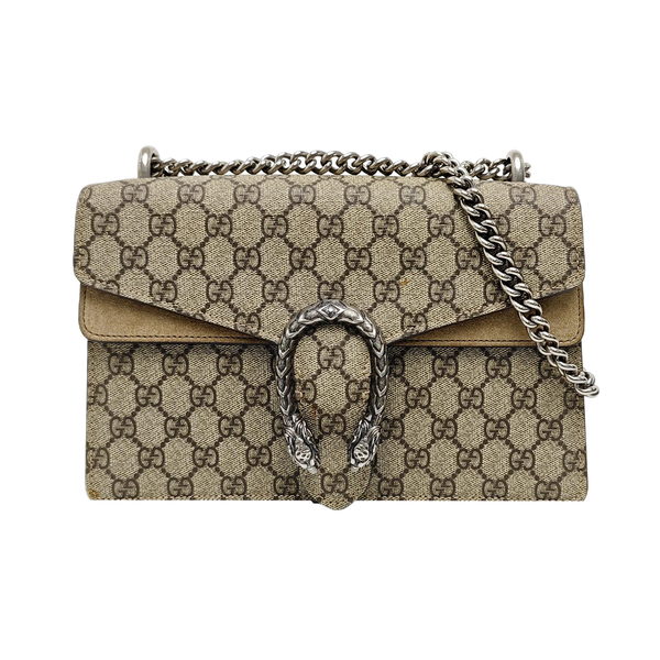 Dionysus Small Monogram Coated Canvas Beige