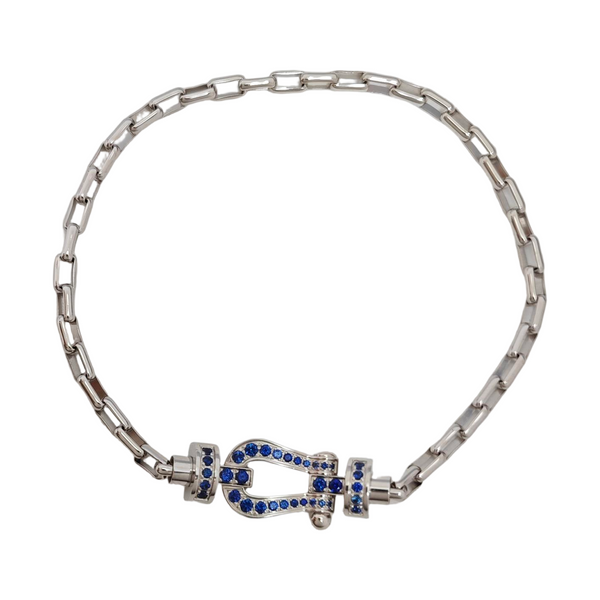Force 10 18k White Gold Silver Bracelet