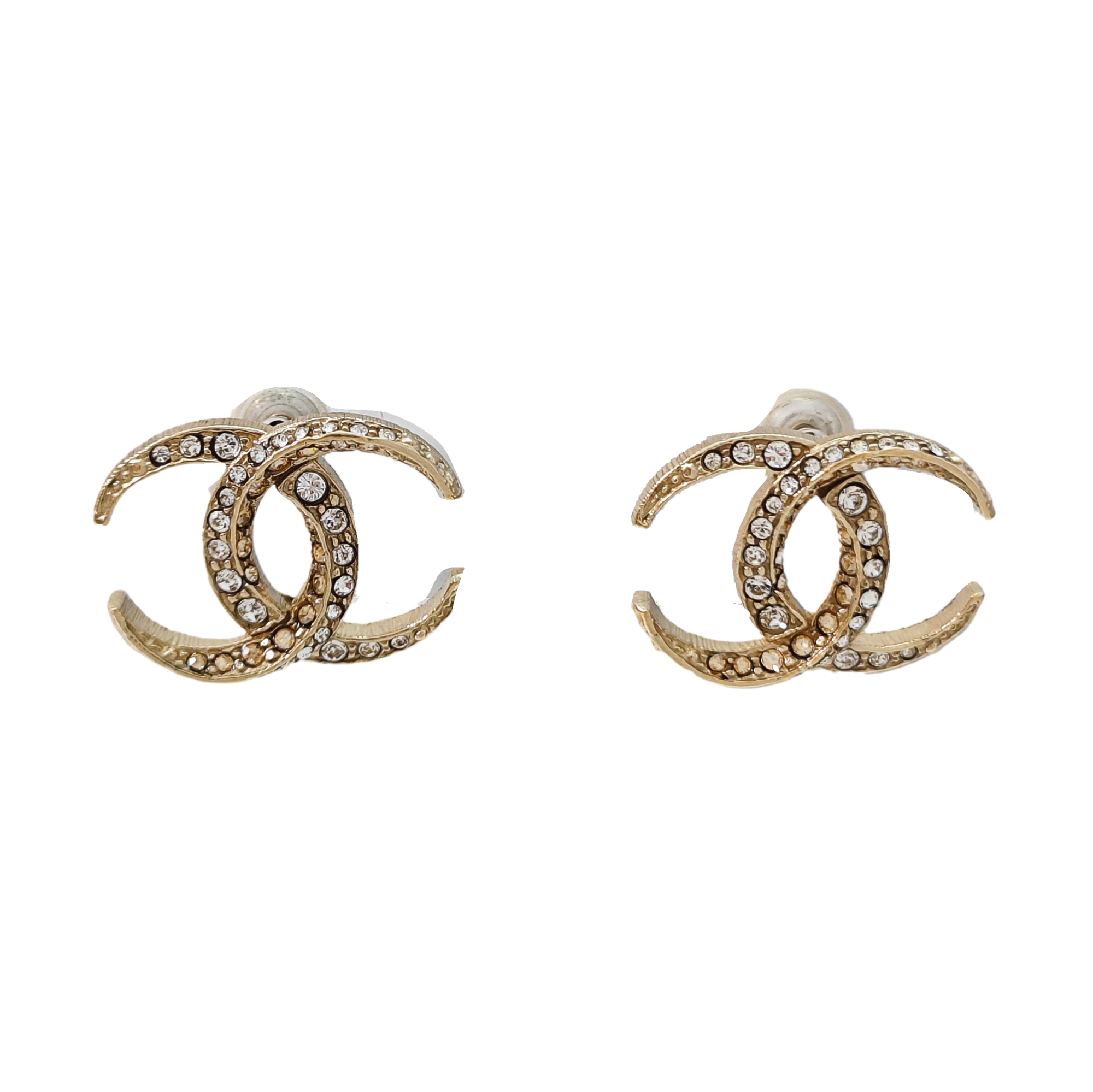 CC Logo Metal Gold Stud Earrings