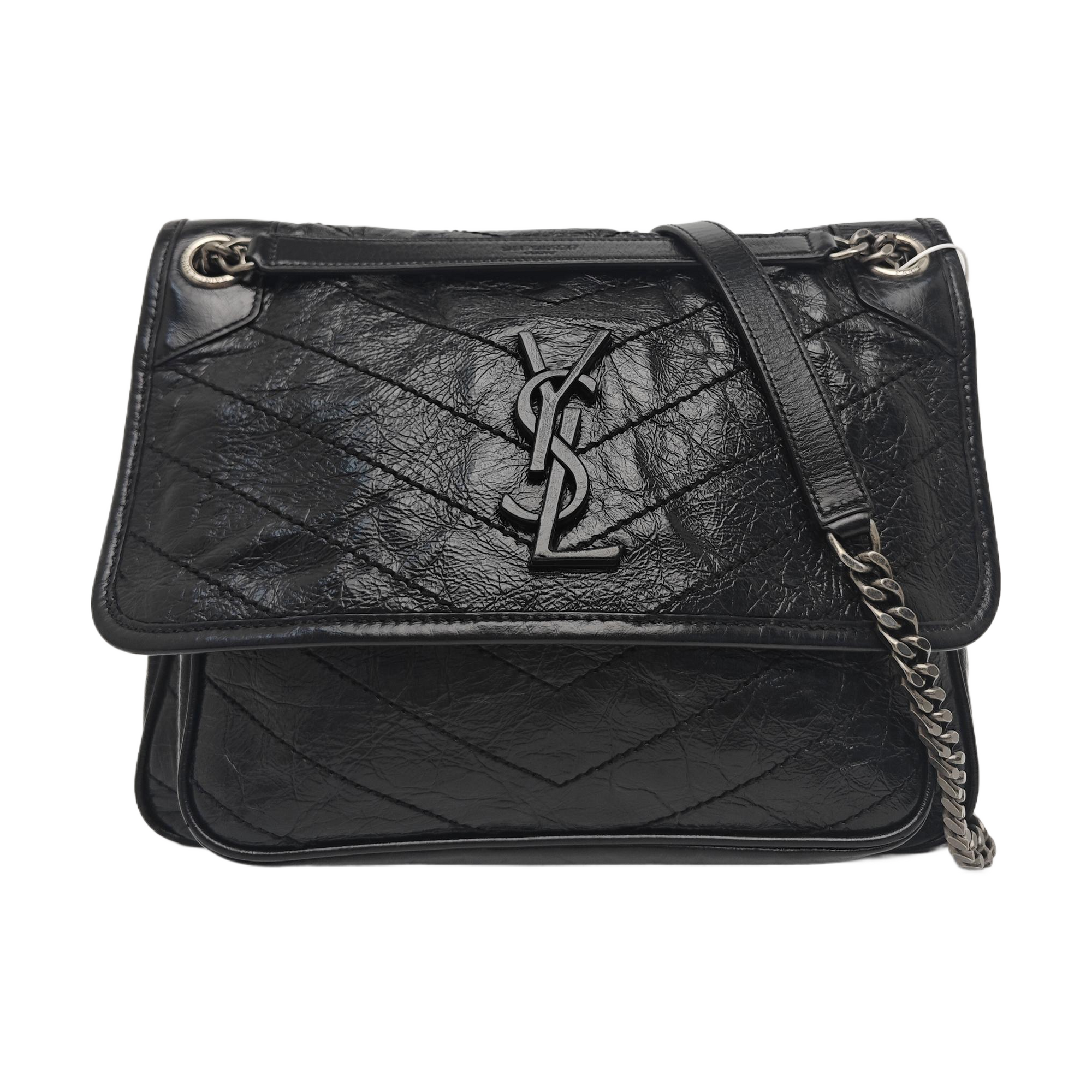 NIKI Medium Chevron Calfskin Black