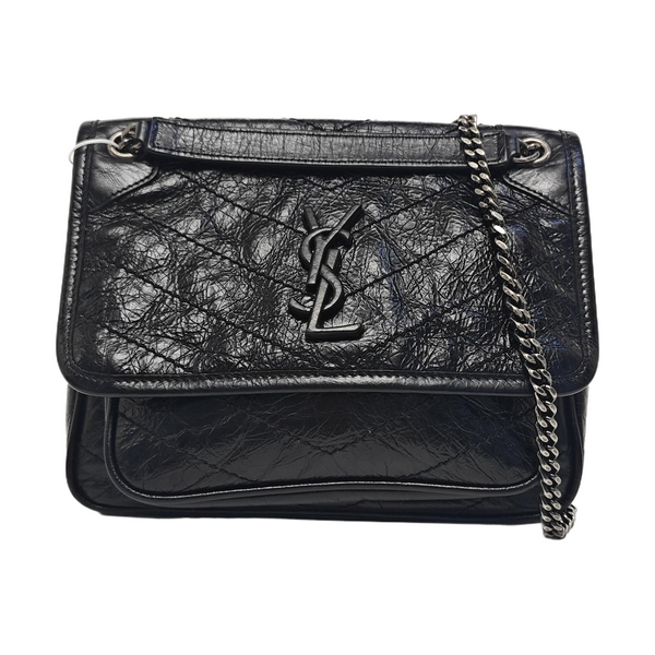 NIKI Small Chevron Calfskin Black