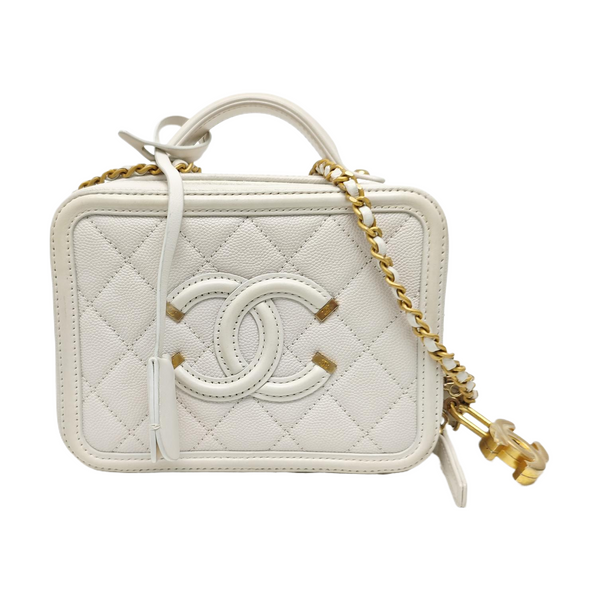 FILIGREE Small Quilted Grained Calfskin White