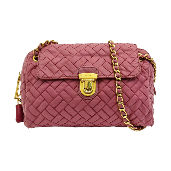 Quilted Nylon Shoulder Bag Pink