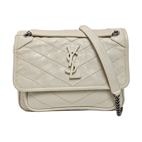 NIKI Small Chevron Calfskin White