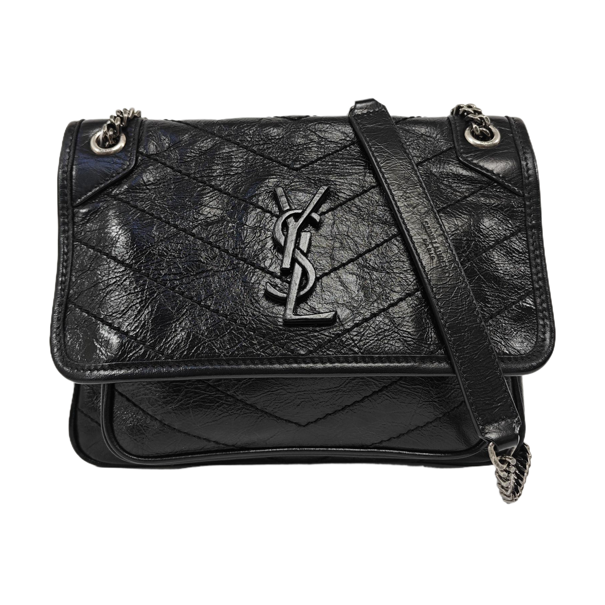 NIKI Small Chevron Calfskin Black