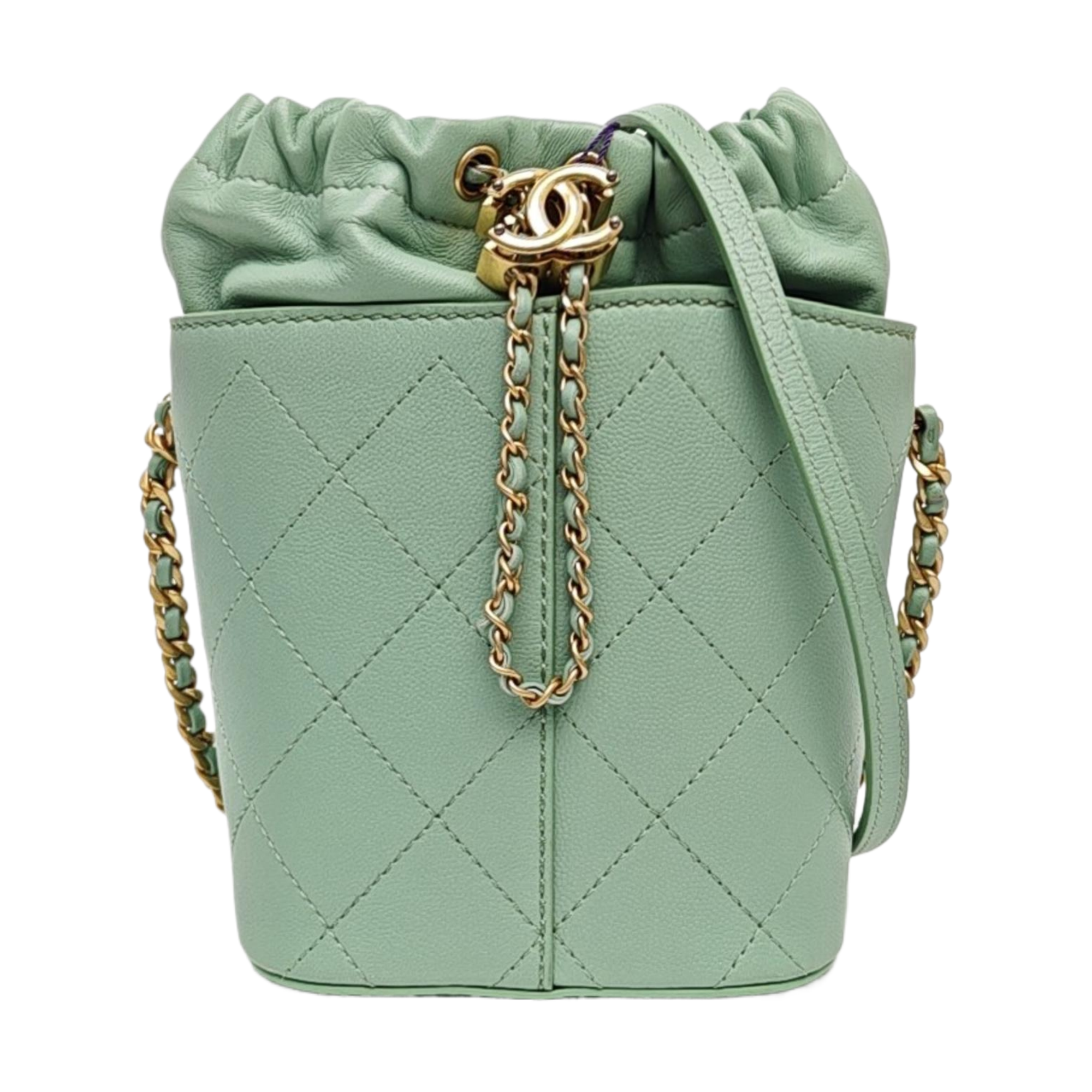 DRAWSTRING Quilted Lambskin Green