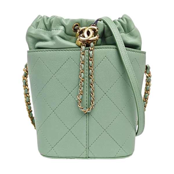DRAWSTRING Quilted Lambskin Green