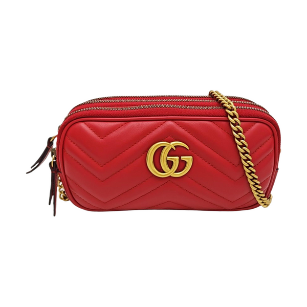 GG Marmont Mini Quilted Calfskin Red