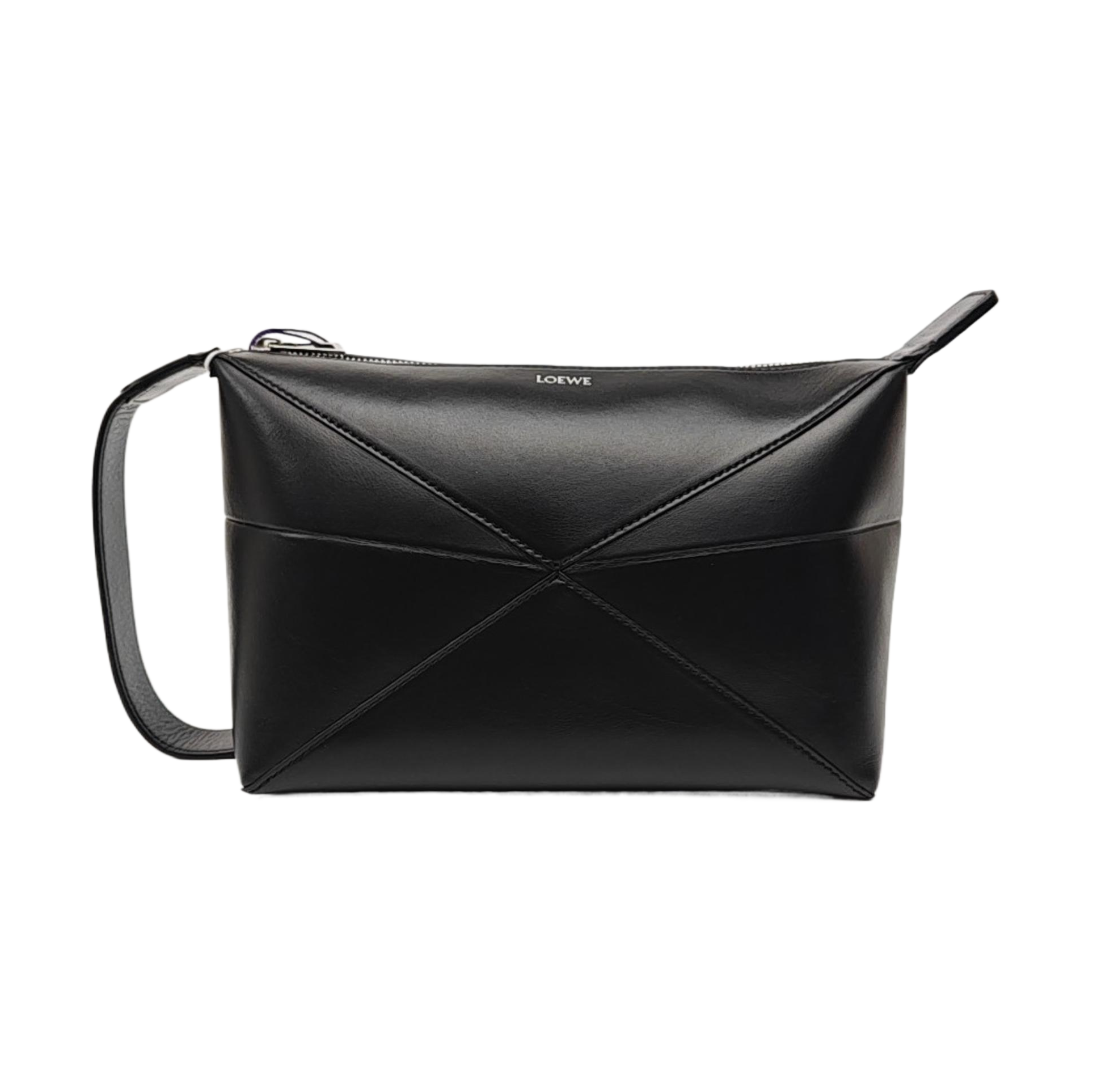 Puzzle Fold Small Quilted Calfskin Black