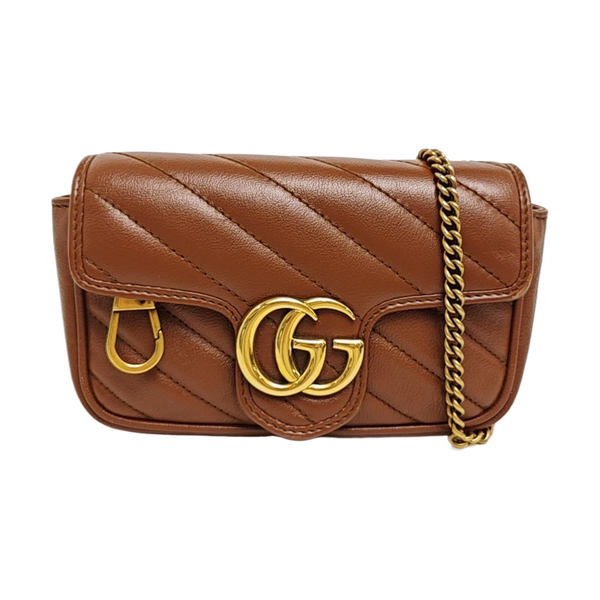 GG Marmont Mini Quilted Calfskin Brown