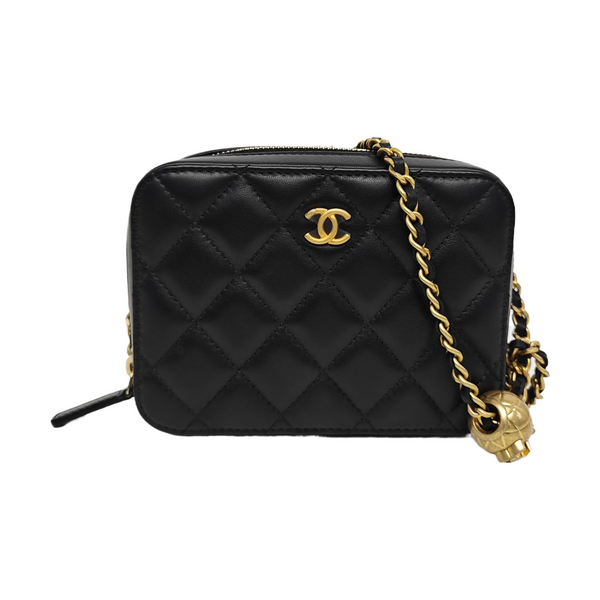 Quilted Lambskin Shoulder Bag Black