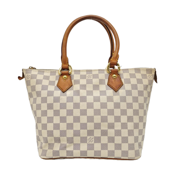 SALEYA PM Damier Azur Coated Canvas White