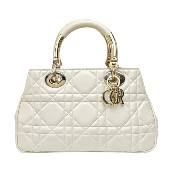 Lady 95.22 Medium Cannage Calfskin White