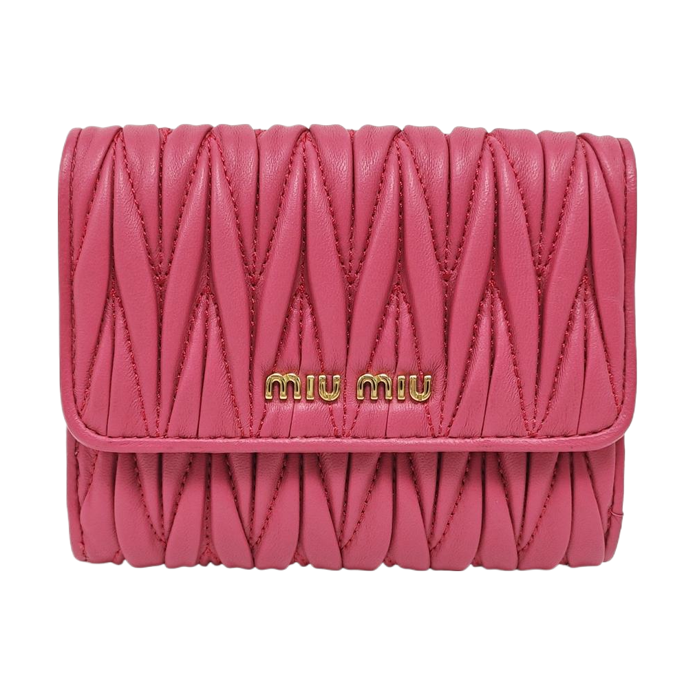 Matelassé Quilted Lambskin Red Card Holder