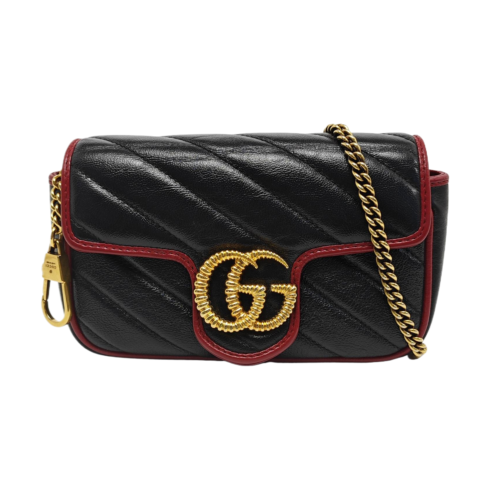Authenticated pre-owned  GG Marmont Super Mini Quilted Calfskin Black - Shoulder Bag at Looply