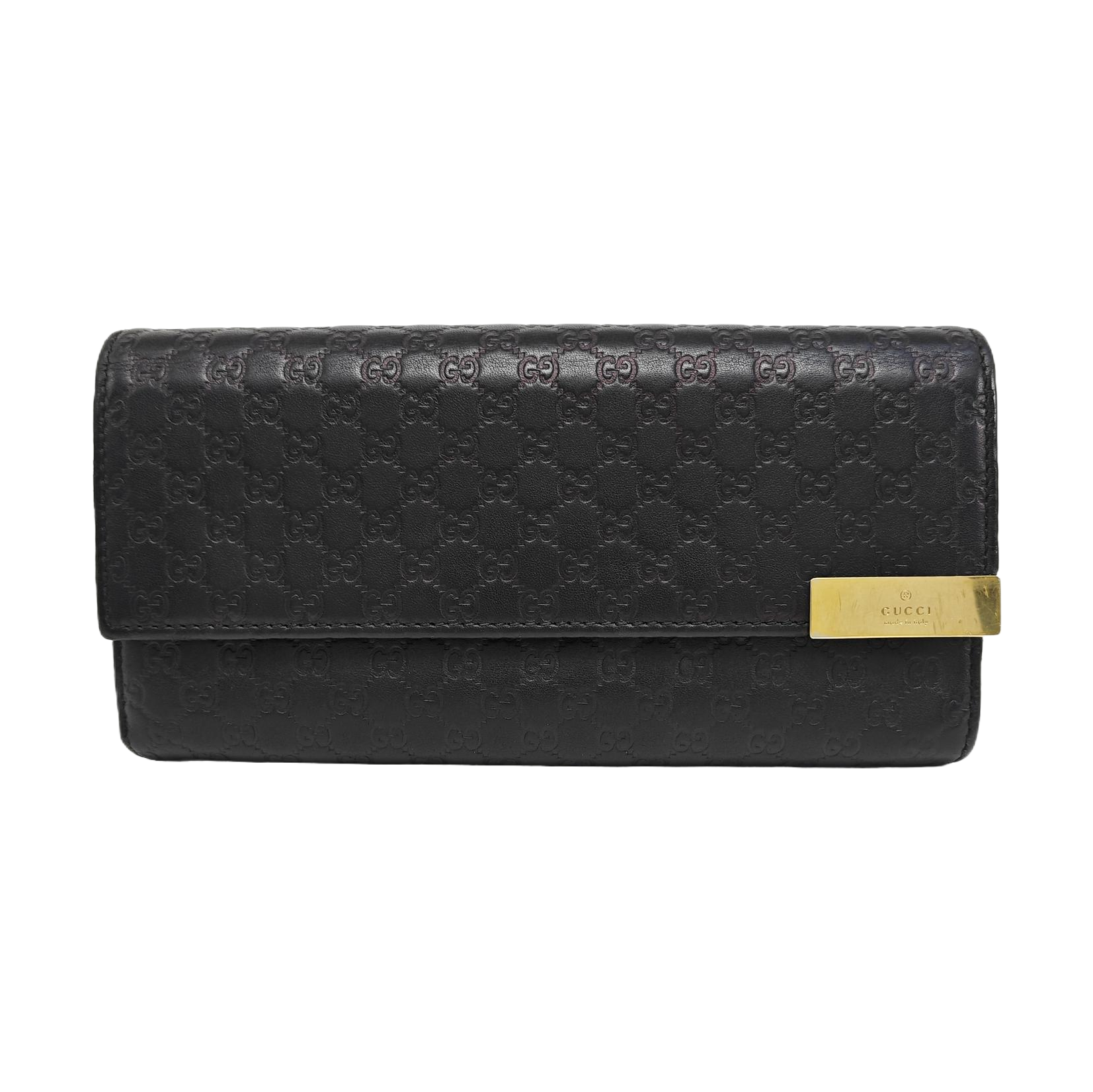 Microguccissima Monogram Calfskin Black Wallet