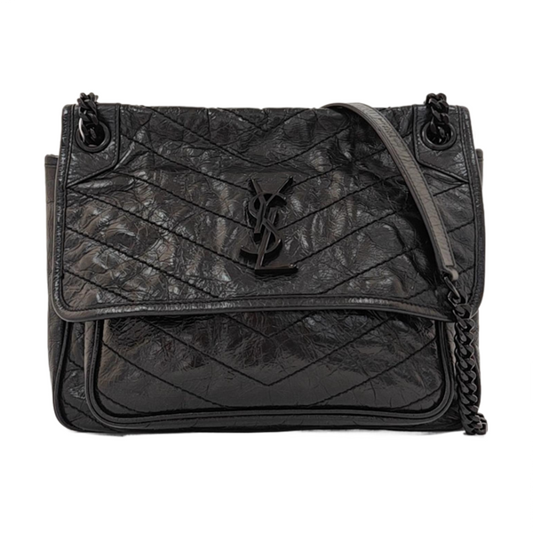 NIKI Medium Chevron Calfskin Black