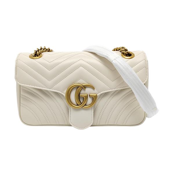 GG Marmont Medium Quilted Calfskin White
