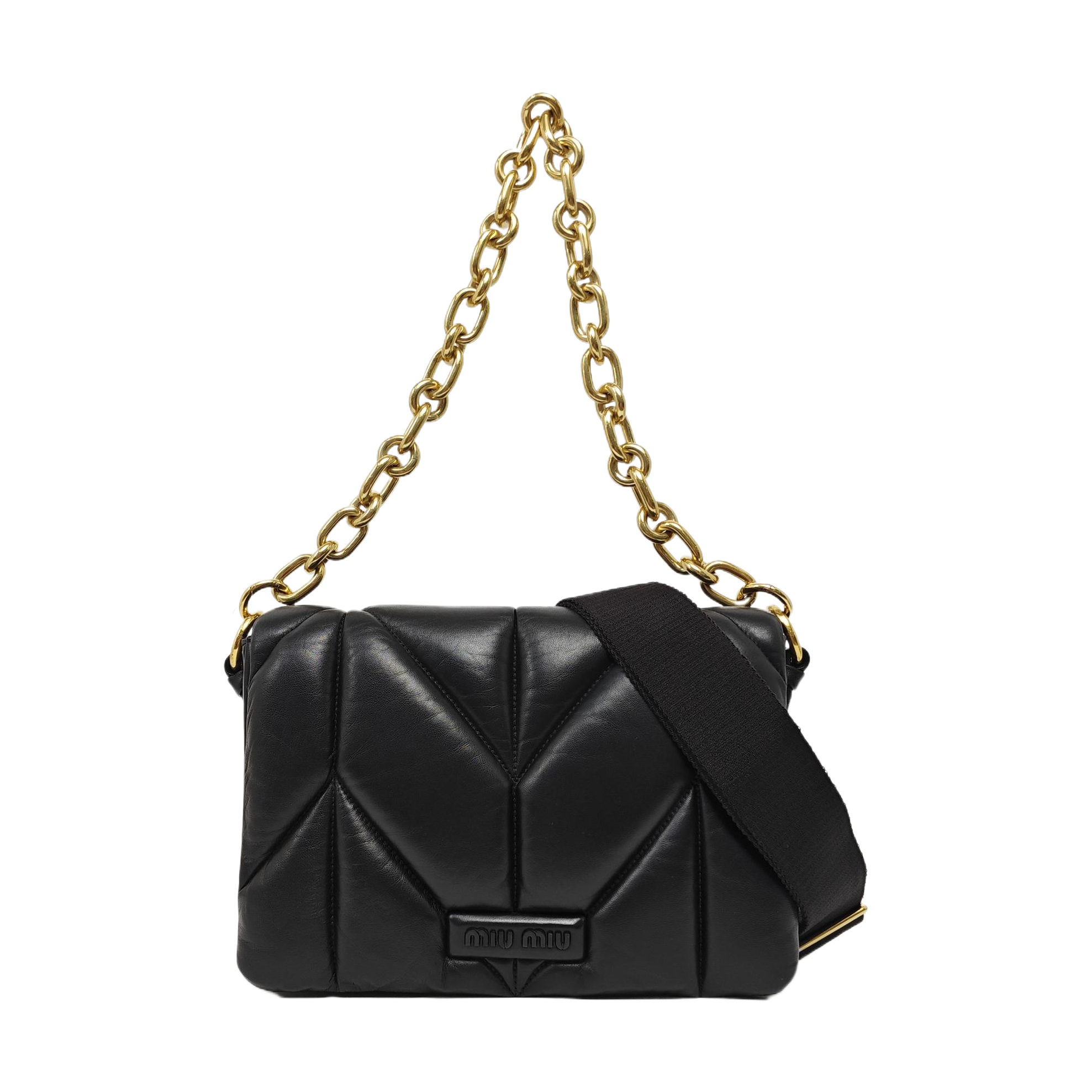 Quilted Lambskin Shoulder Bag Black