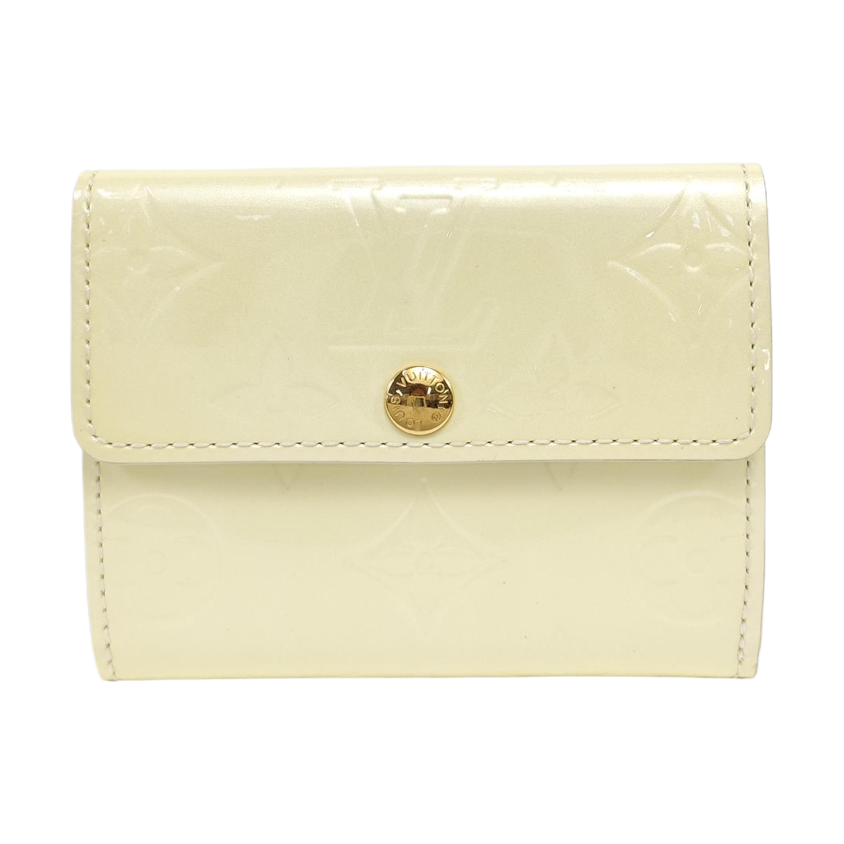 SARAH Monogram Patent Leather White Card Holder