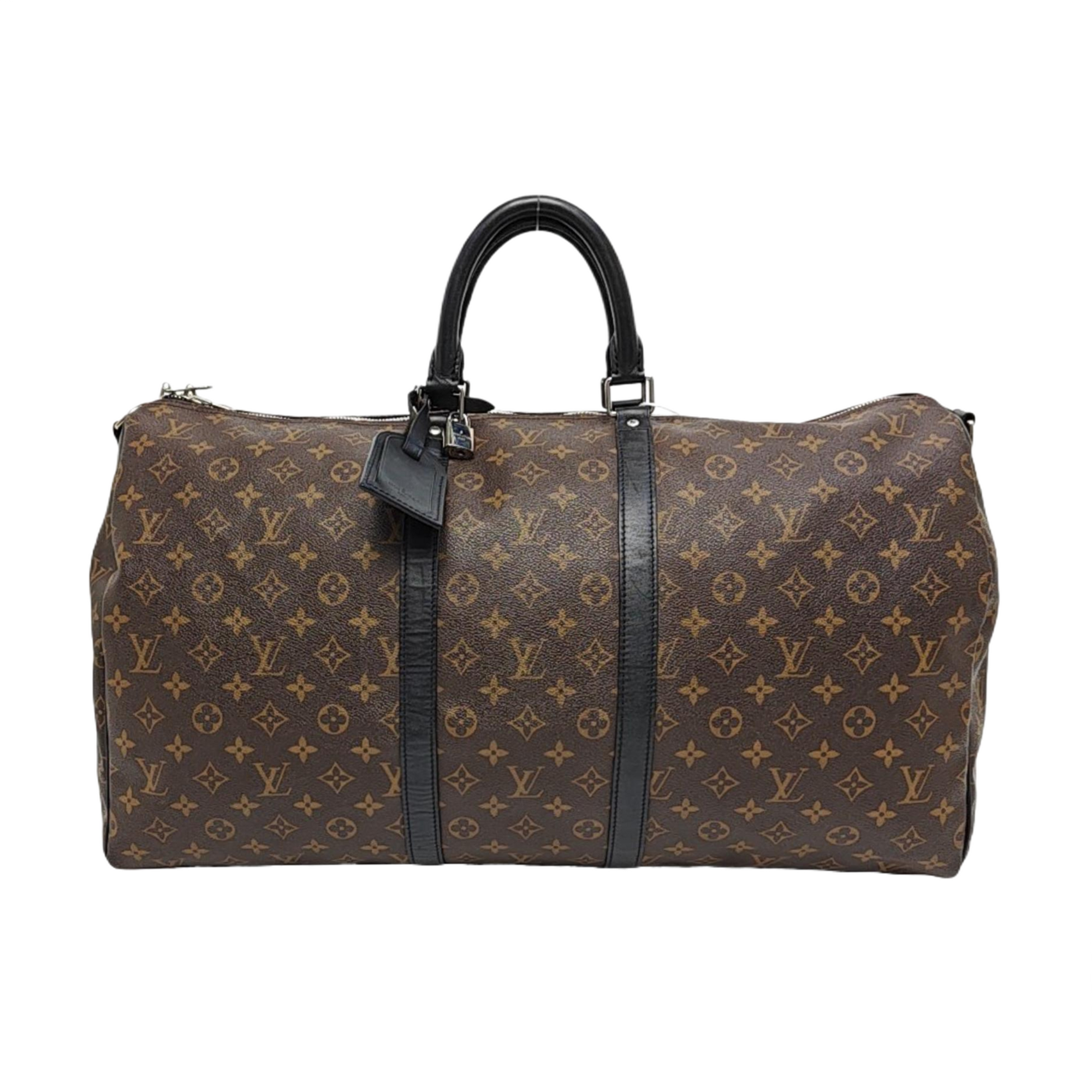 KEEPALL 55 Monogram Coated Canvas Brown