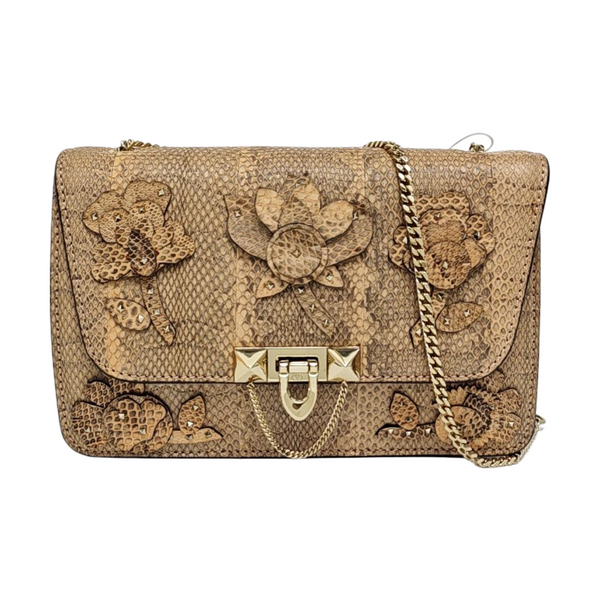 Python Crossbody Bag Beige
