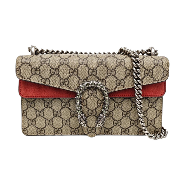 Dionysus Small Monogram Coated Canvas Beige
