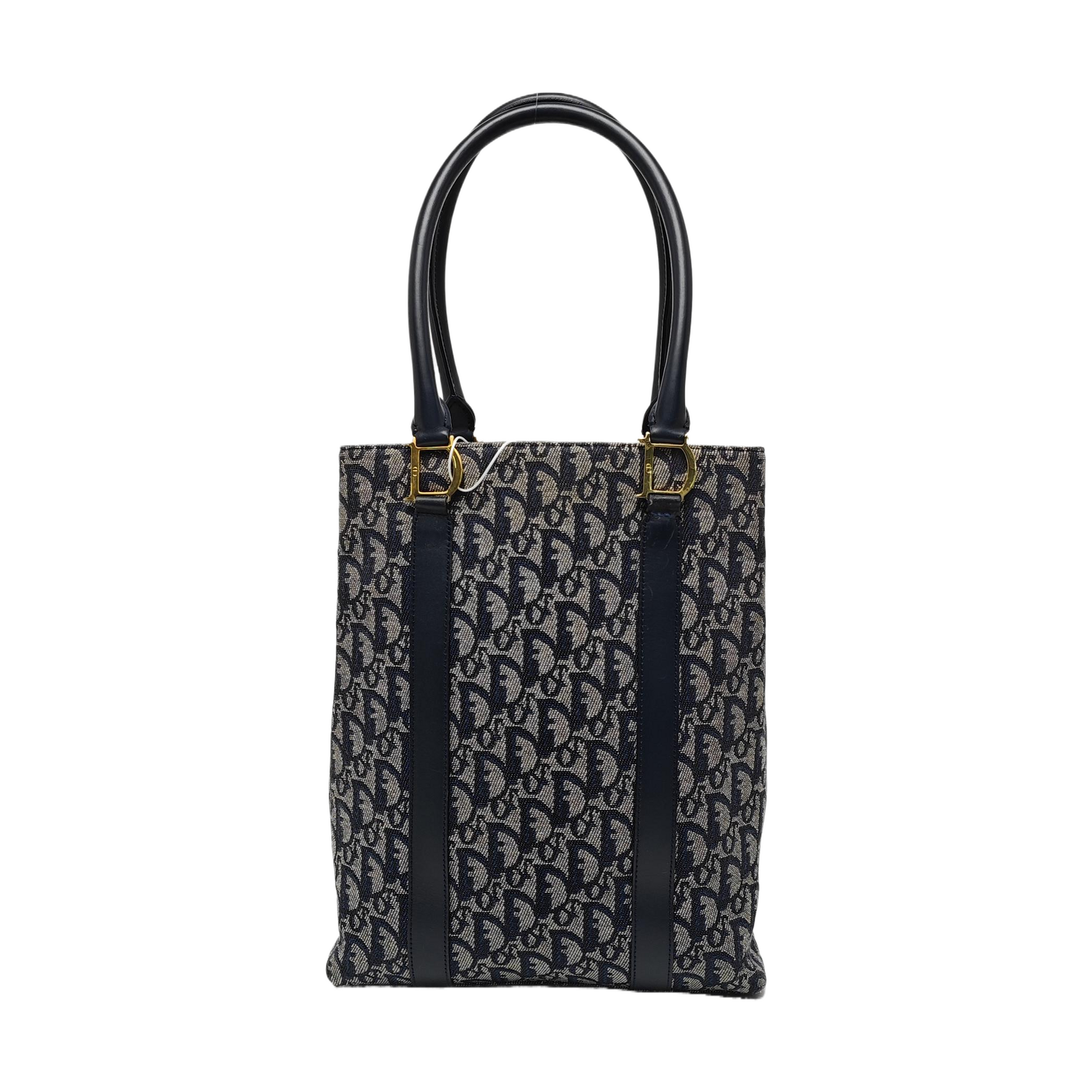 Oblique Canvas Tote Bag Blue