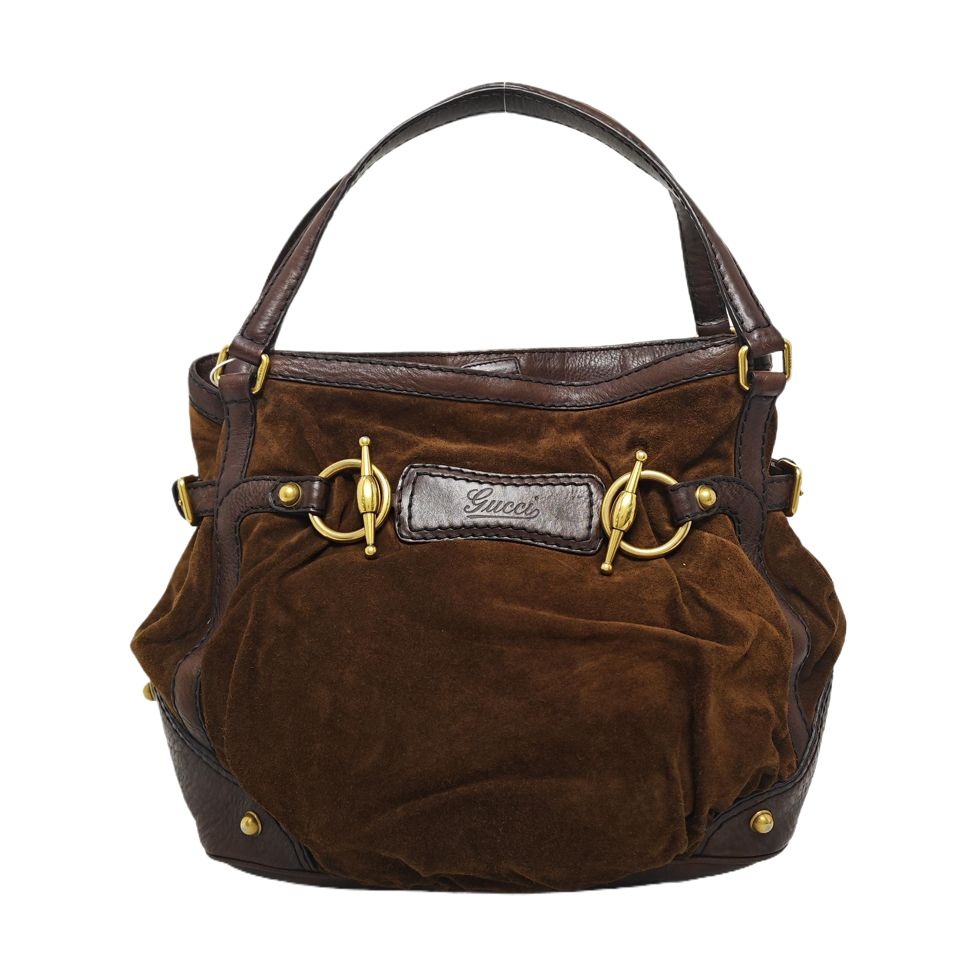 Suede Top Handle Bag Brown