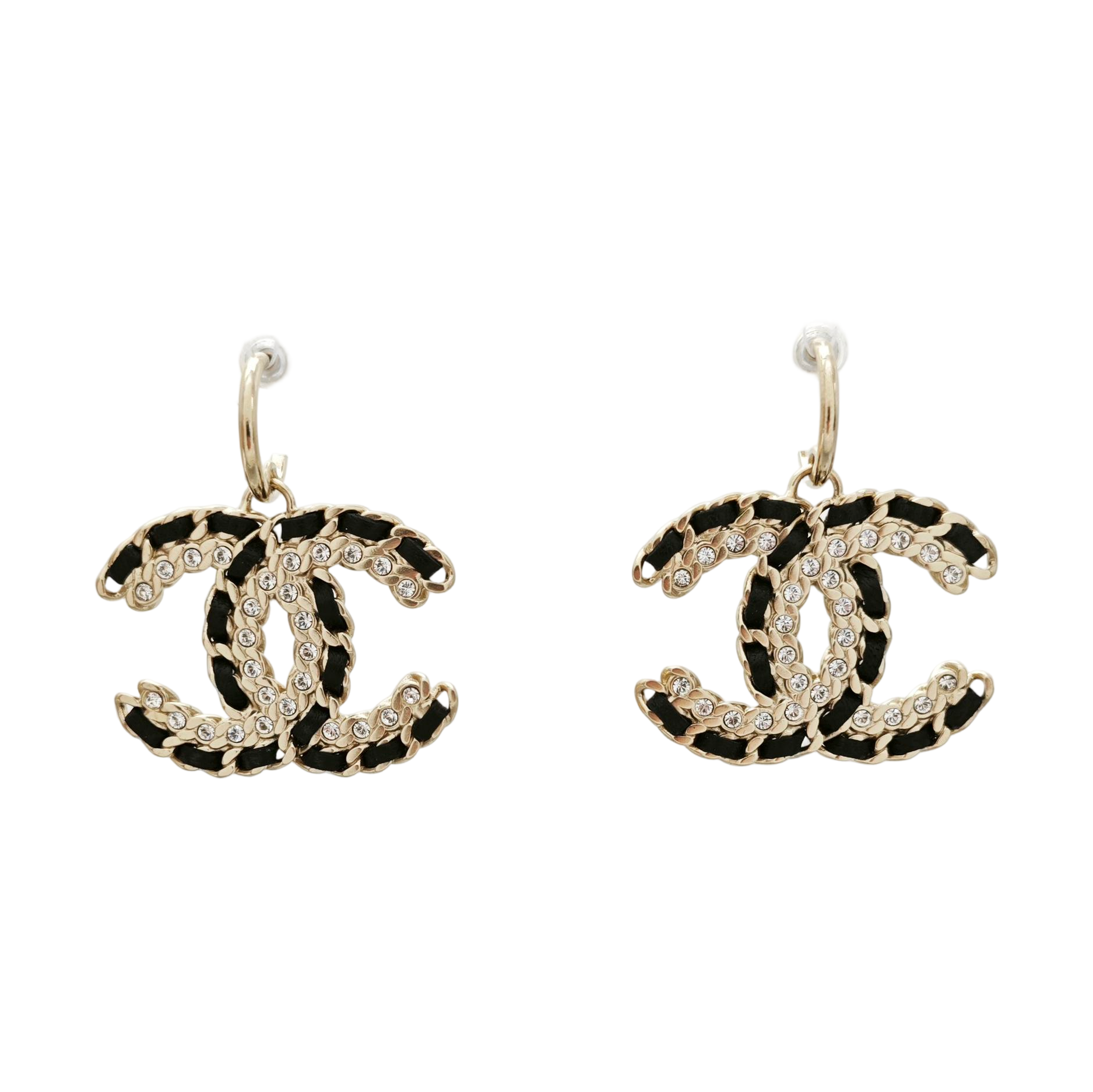 CC Logo Metal Black Earrings