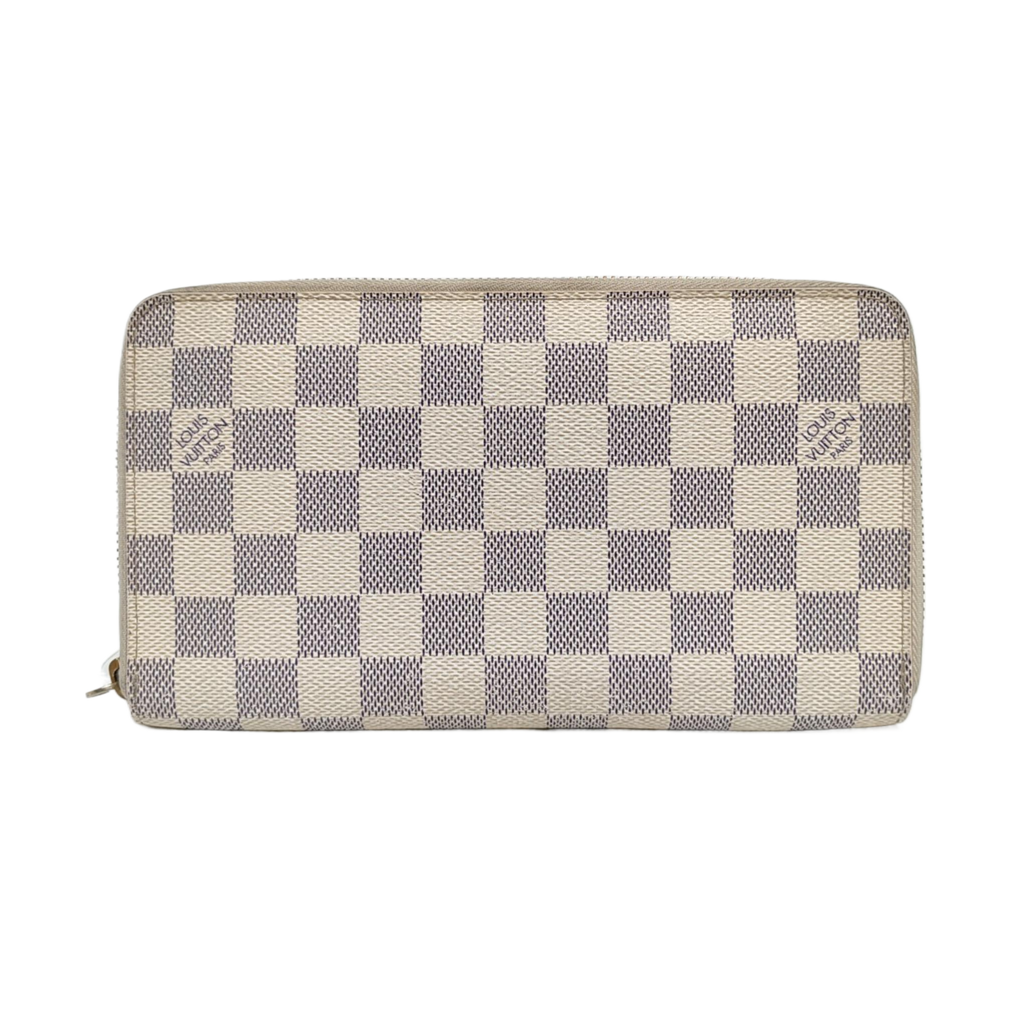ZIPPY Damier Azur Coated Canvas White Wallet