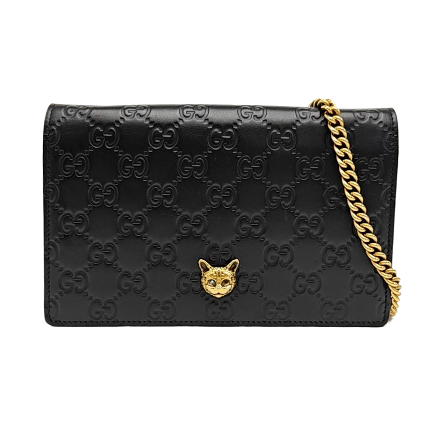 Monogram Calfskin Shoulder Bag Black