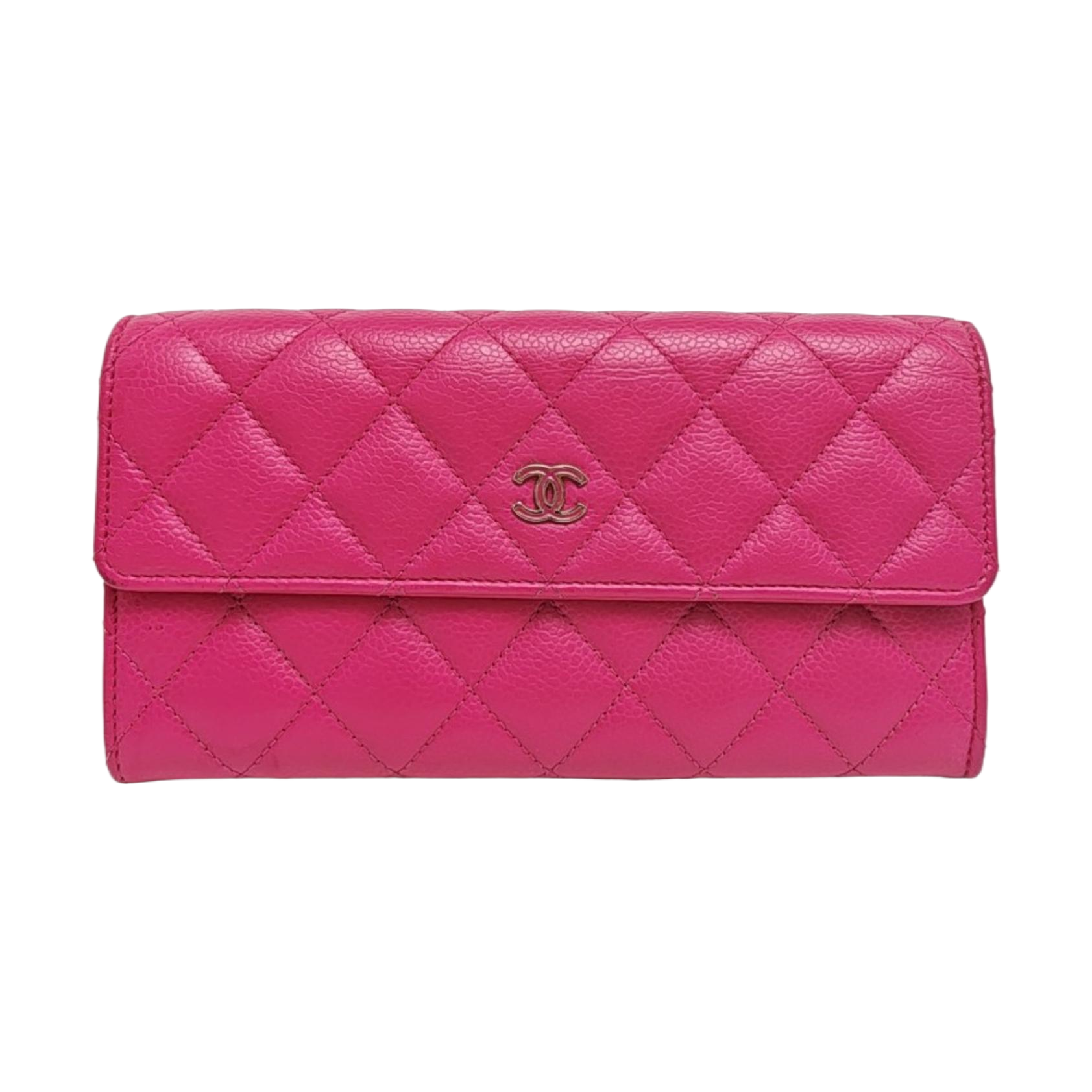 Quilted Grained Calfskin Wallet Red