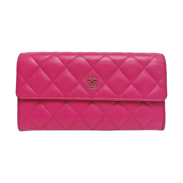 Quilted Grained Calfskin Wallet Red