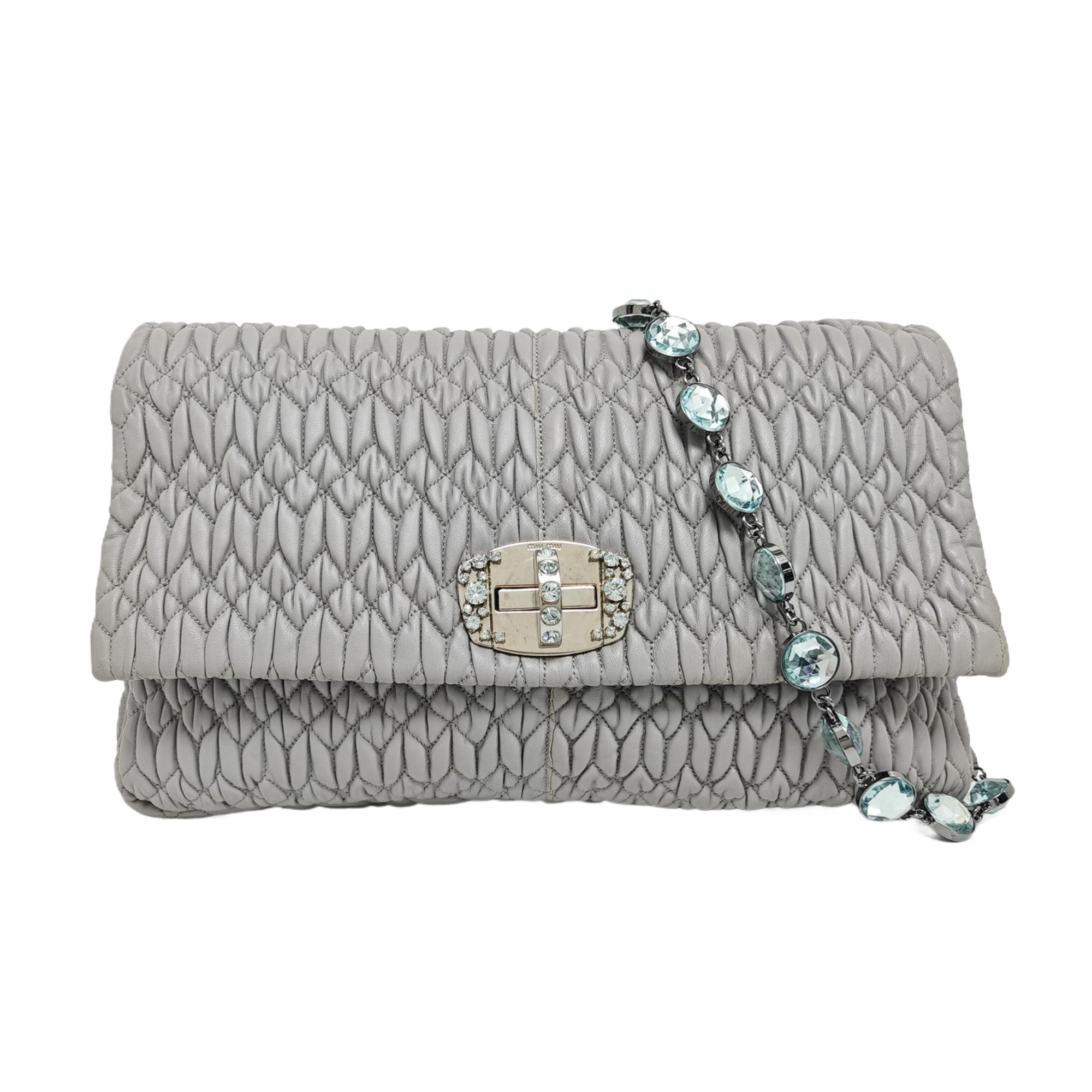 Crystal Quilted Lambskin Gray