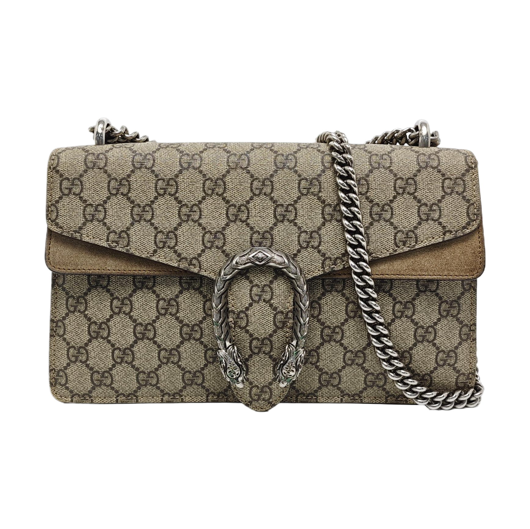 Dionysus Small Monogram Coated Canvas Beige