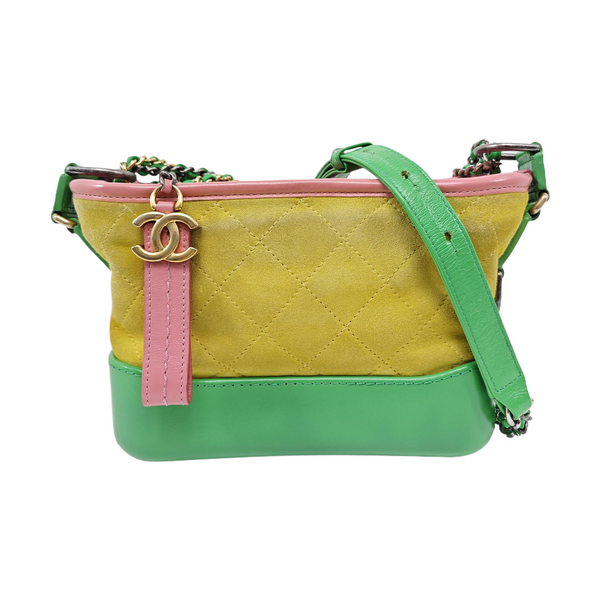 GABRIELLE Small Quilted Suede Yellow