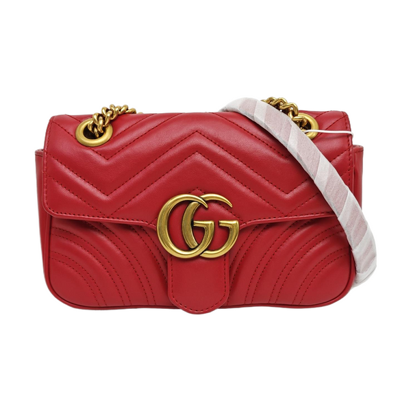 GG Marmont Small Quilted Calfskin Red
