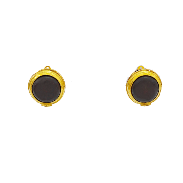 Metal Brown Clip On Earrings