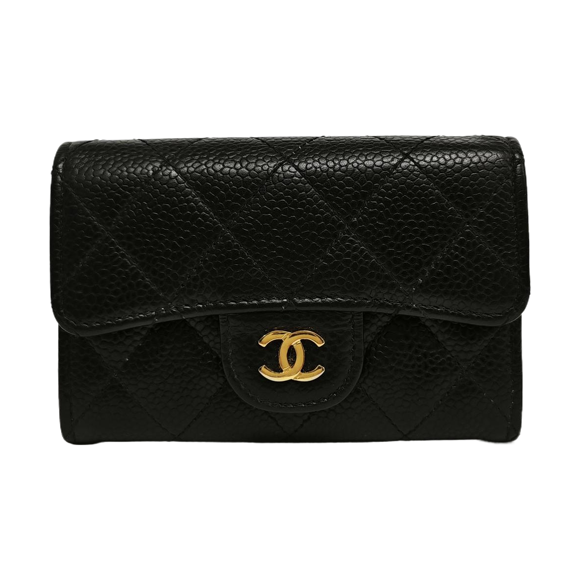 CLASSIC FLAP Quilted Grained Calfskin Black Card Holder