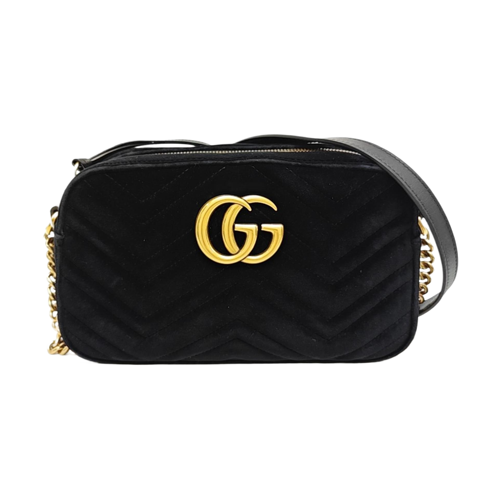 GG Marmont Small Quilted Velvet Black