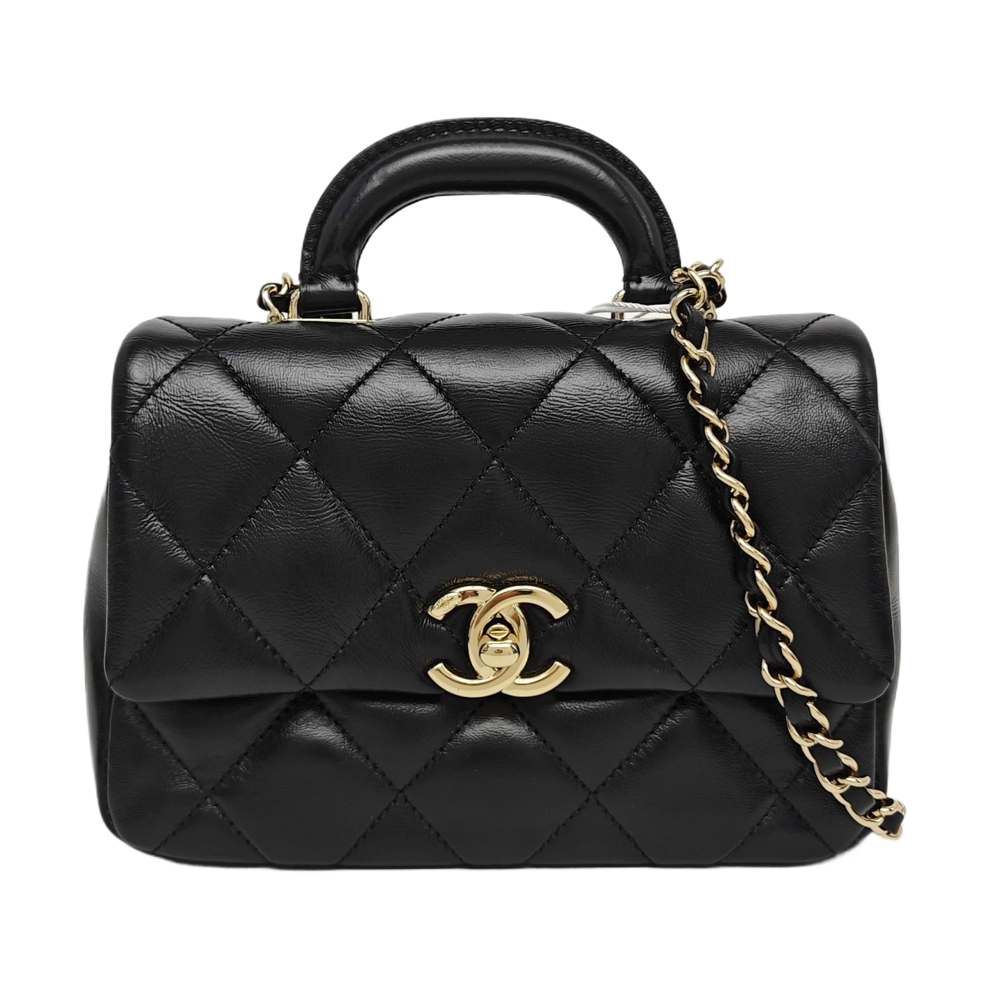 Quilted Lambskin Shoulder Bag Black