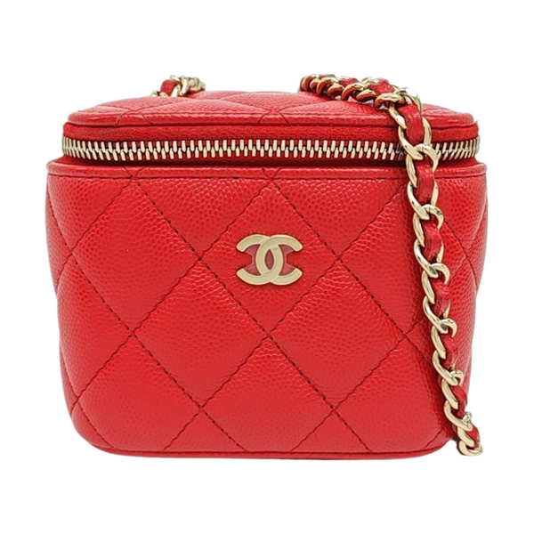 VANITY CASE Mini Quilted Lambskin Red