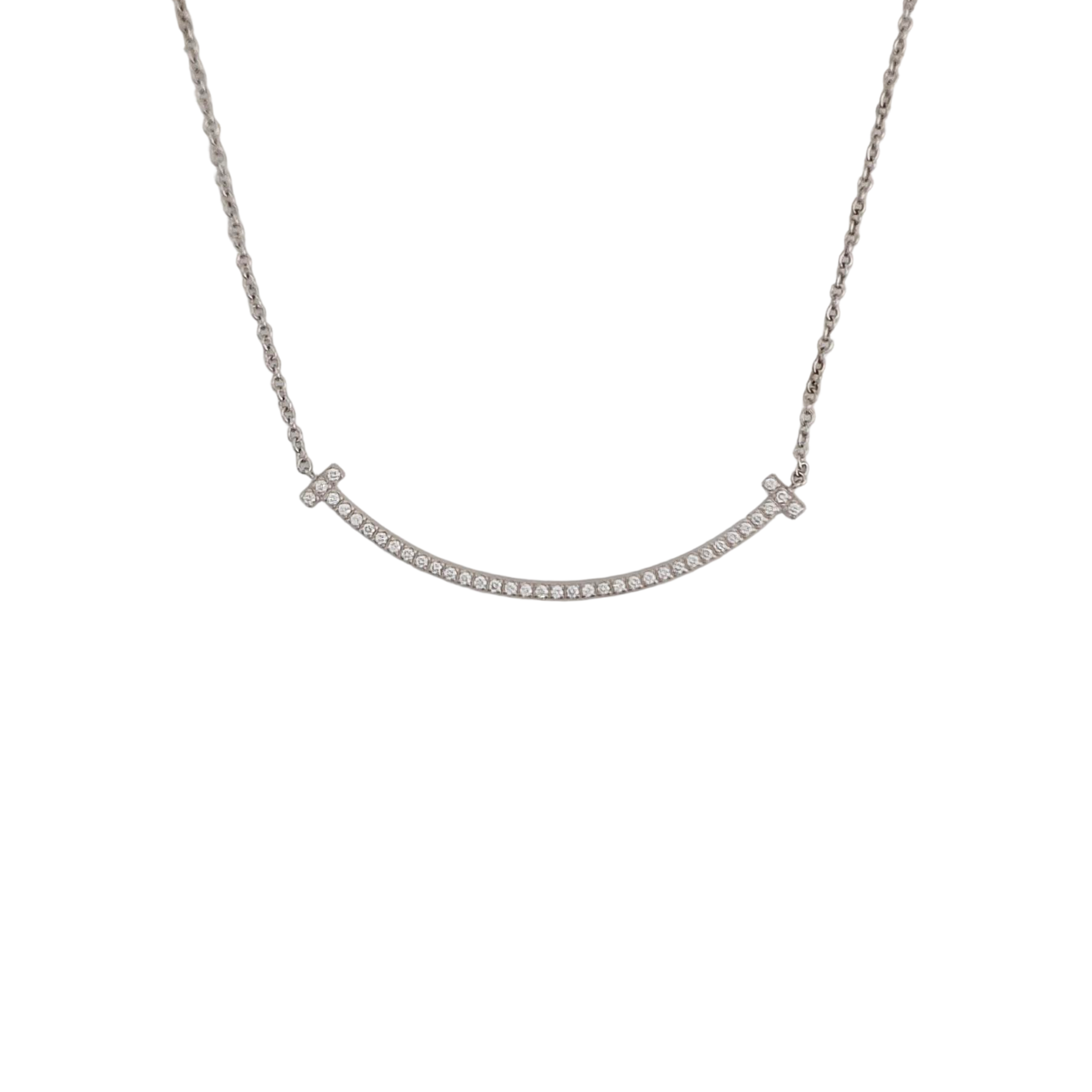 Tiffany T 18k White Gold Silver Necklace