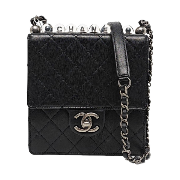 CLASSIC VERTICAL PEARL Quilted Lambskin Black