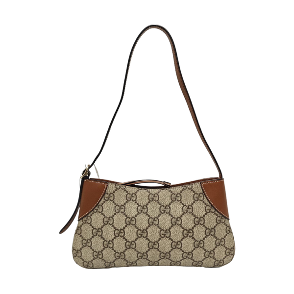 GG Emblem Small Monogram Coated Canvas Beige